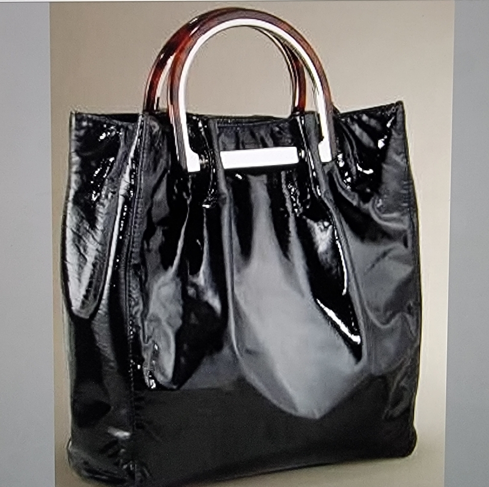 ELIE TAHARI Rory Shopper Black Patent Leather Tote - NWT